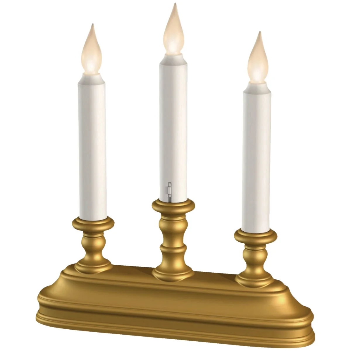 Fashionable Xodus 9 In. W. x 10.25 In. H. x 2 In. D Antique Brass LED Candelabra Battery Operated Candle Practical