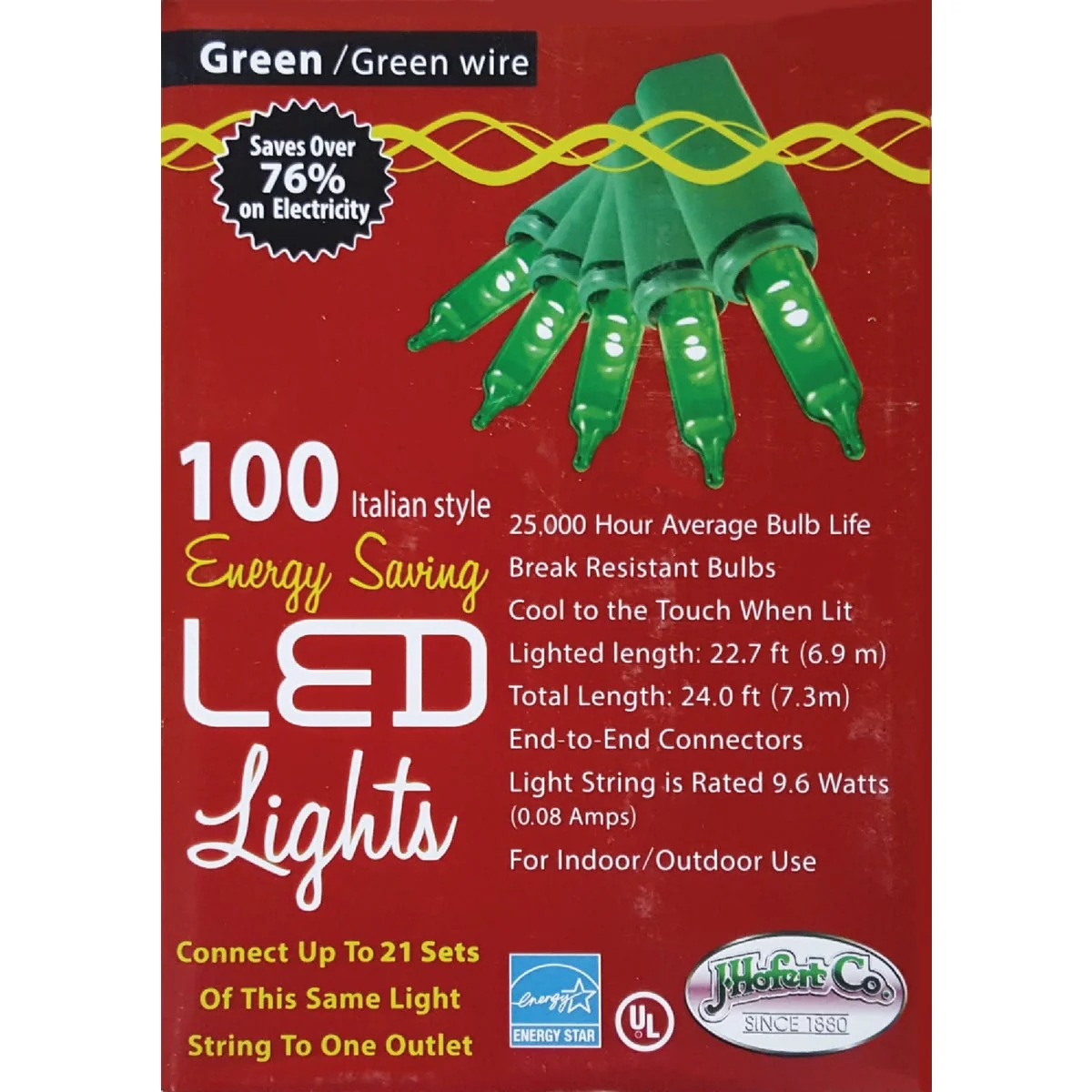 Clean J Hofert Green 100-Bulb Italian Style LED Light Set Flexible