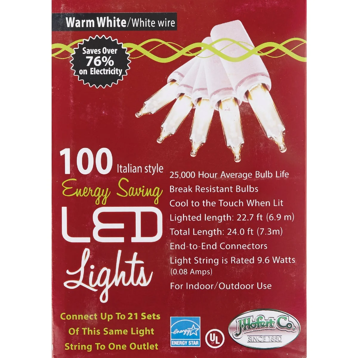 Powerful J Hofert White 100-Bulb Italian Style LED Light Set with White Wire Reliable