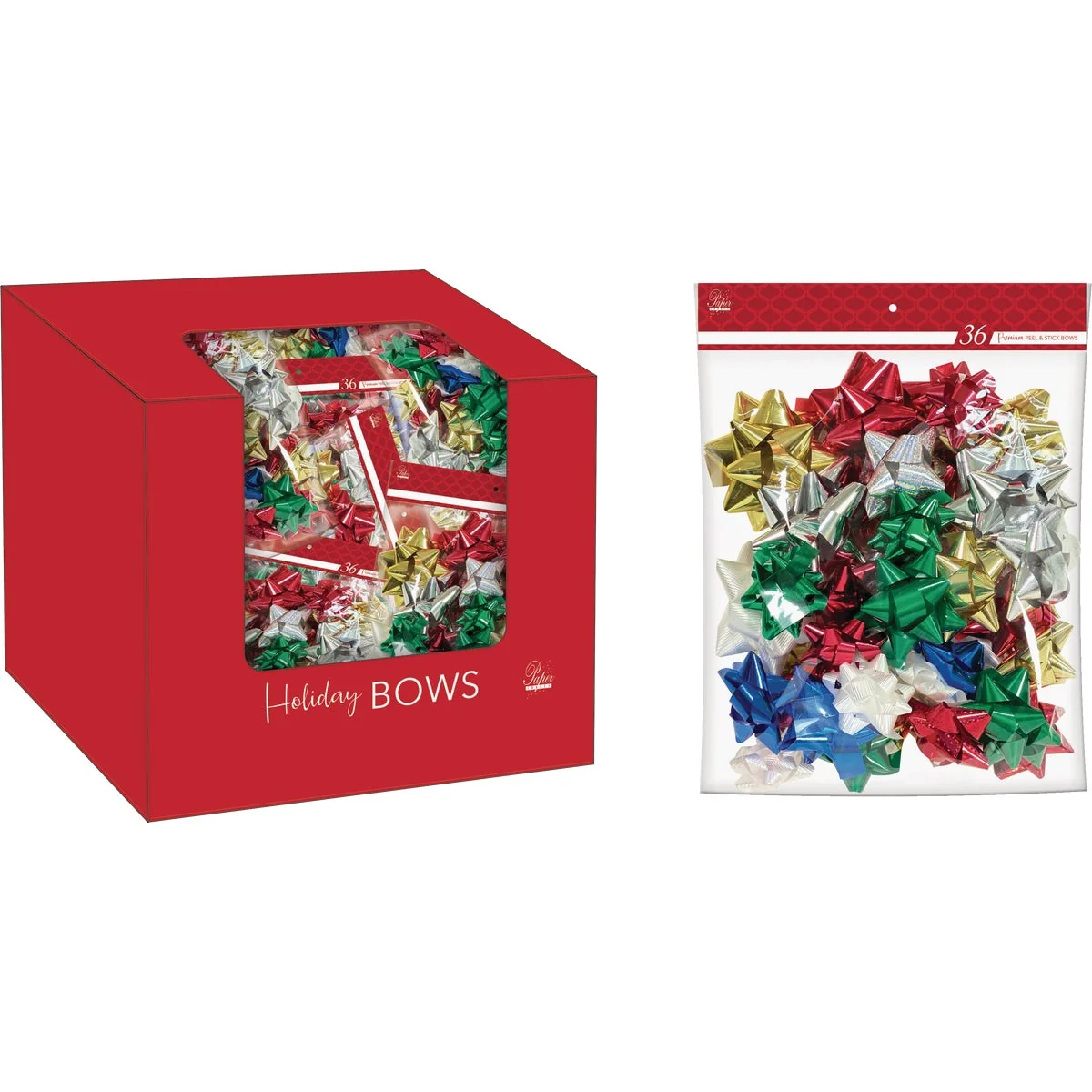 Clean Paper Images Assorted Size Premium Gift Bow 36-Pack Next-Generation