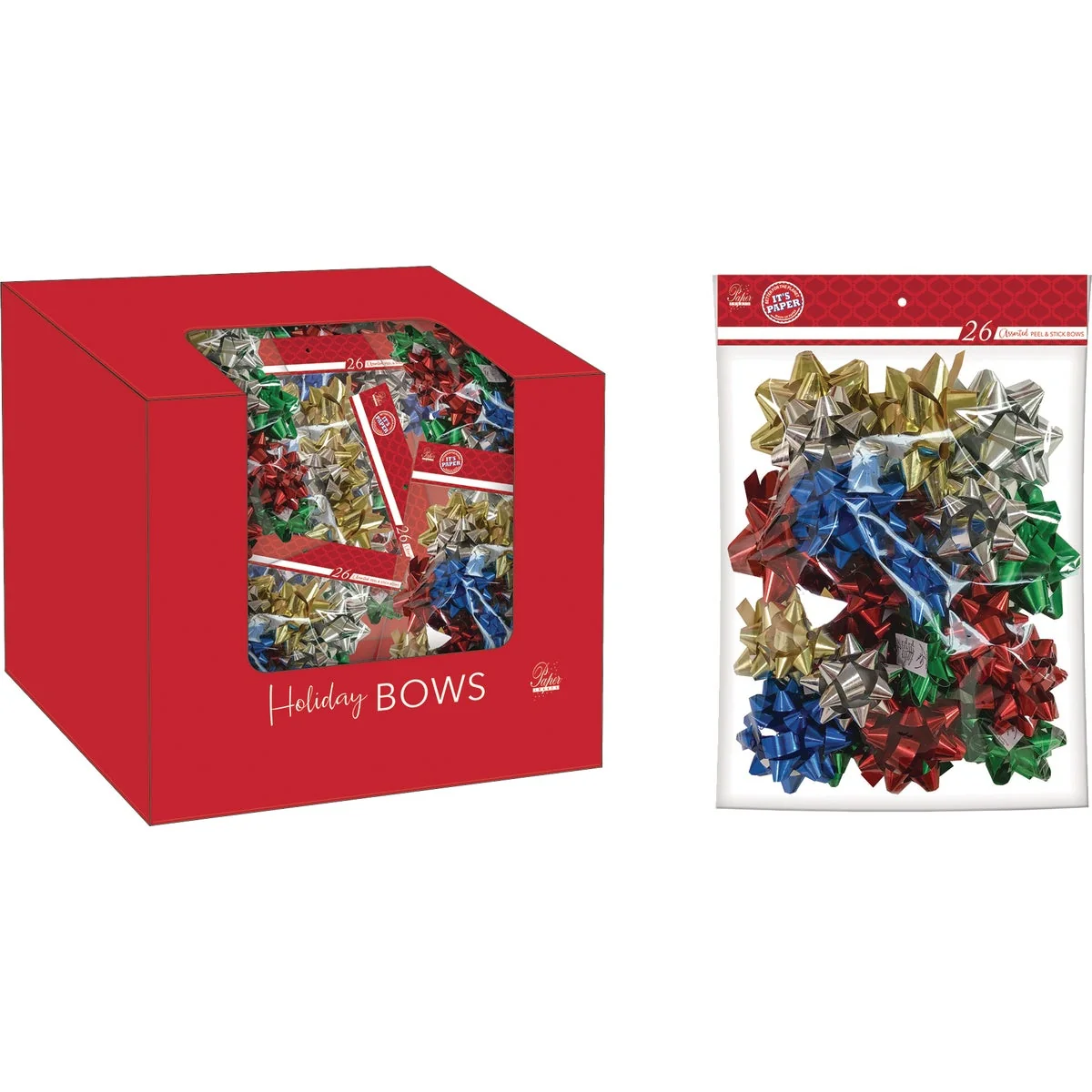 Premium Material Paper Images Assorted Size Traditional Gift Bow 26-Pack Specialty