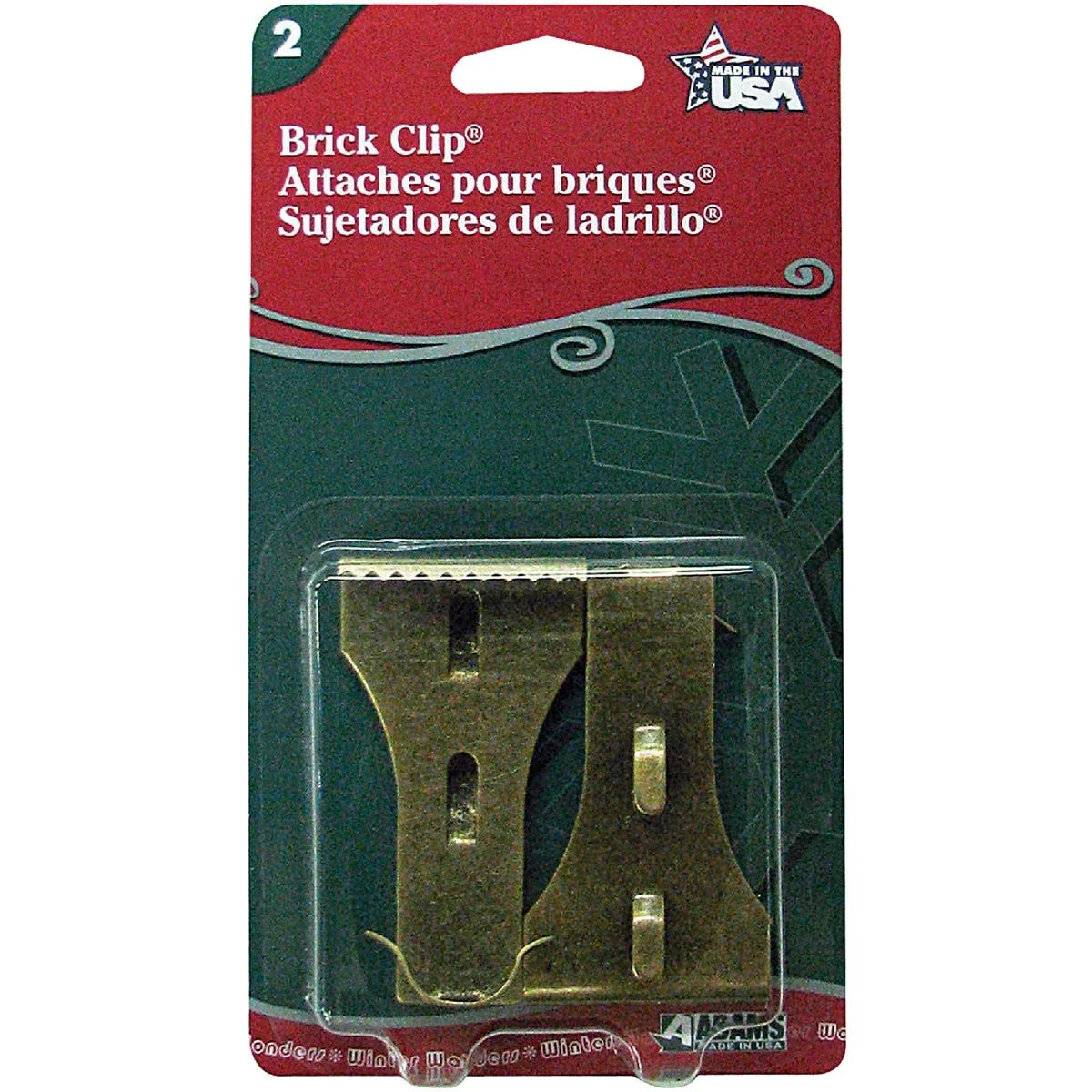 World-Class Adams Antique Metal Brick Light Clips 2-Pack Flexible
