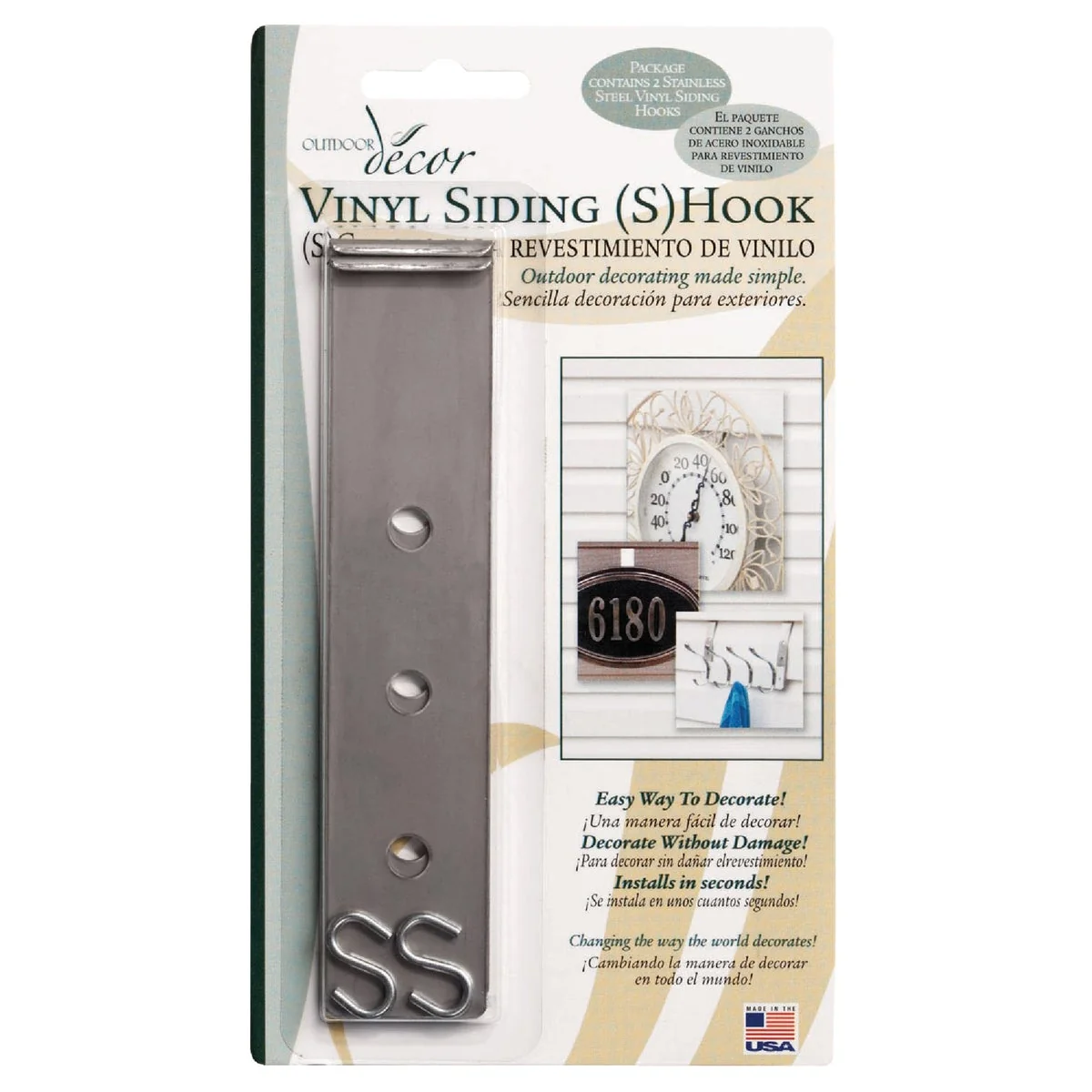 Sophisticated Outdoor Decor S-Hook Vinyl Siding Hook 2-Pack Convenient