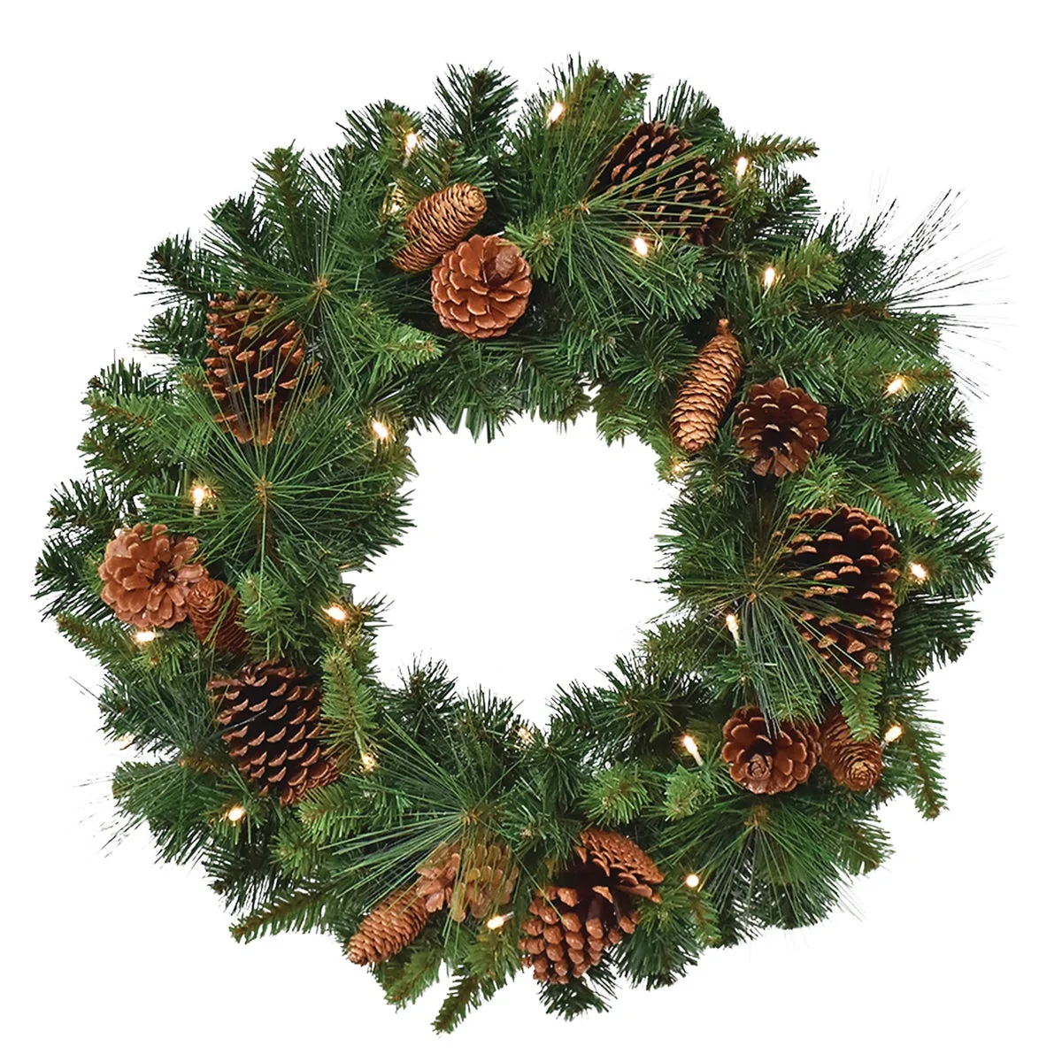 Effective Clayton 24 In. 35-Bulb Warm White LED Prelit Wreath Sophisticated