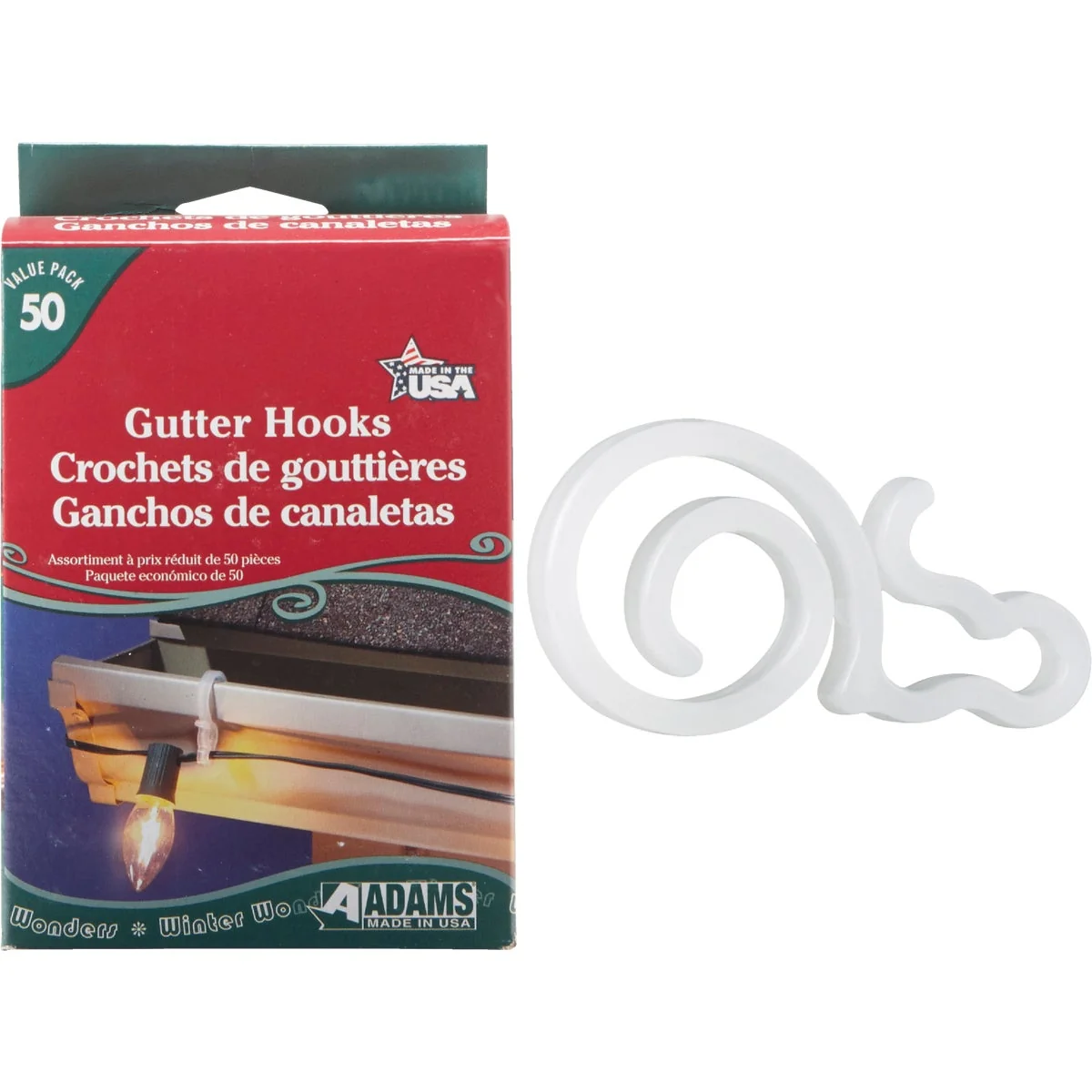 Smooth Adams White Gutter Light Clips 50-Pack Eco-Friendly