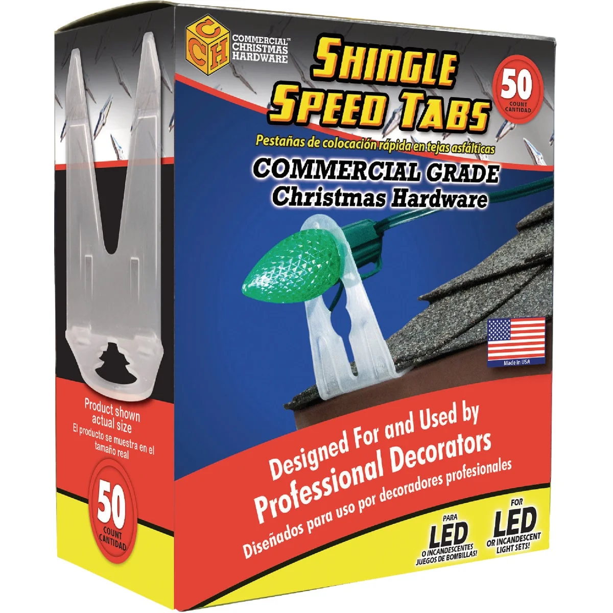 Prestigious Commercial Christmas Hardware White Clip-On Shingle Speed Tabs 50-Pack Authentic