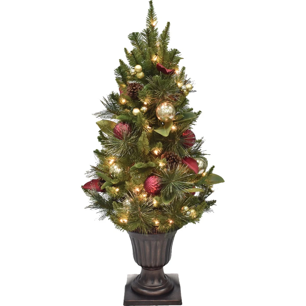 Sophisticated Sutton 4 Ft. Red Gold Incandescent Prelit Front Door Christmas Tree Selected