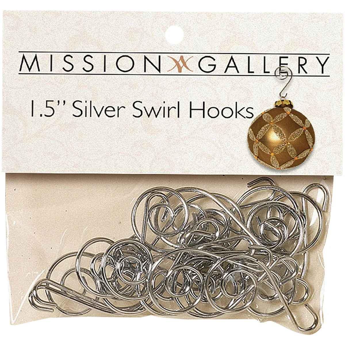 Selected Gerson 1.5 In. Silver Swirl Ornament Hooks 24-Pack Elegant