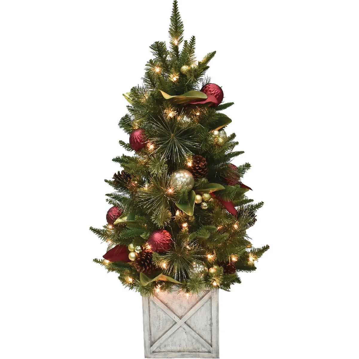 Reliable Cranborne 4 Ft. Red Gold Incandescent Prelit Front Door Christmas Tree Functional