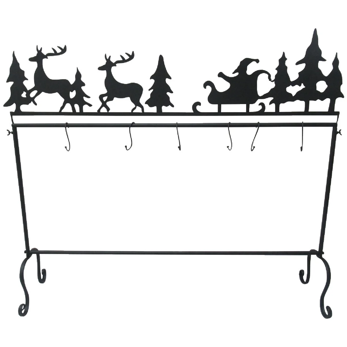 Eco-Friendly 6-Stocking Metal -Standing Santa Reindeer Stocking Holder Solid