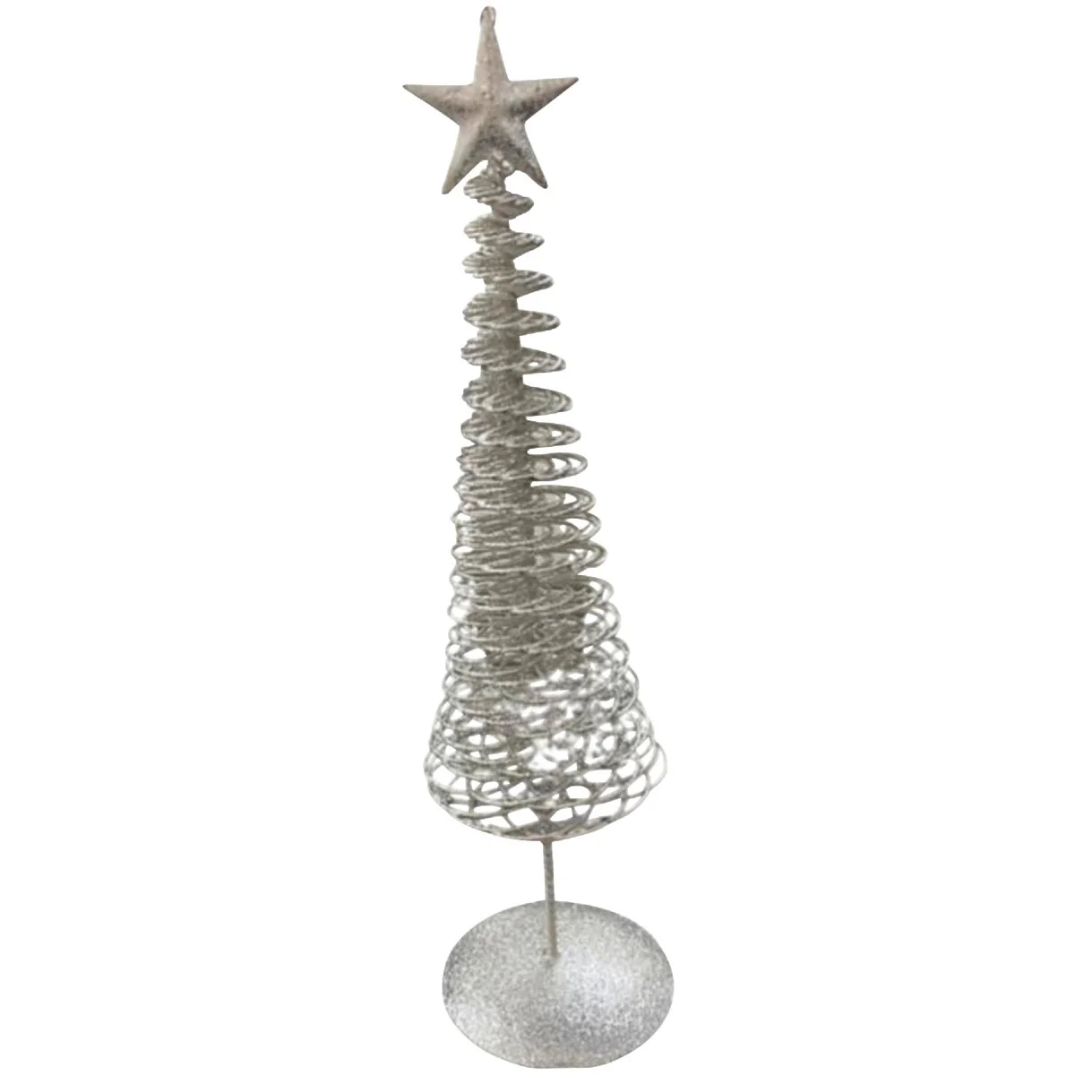 Original 14 In. Silver Spiral Wire Christmas Tree Carefully Designed