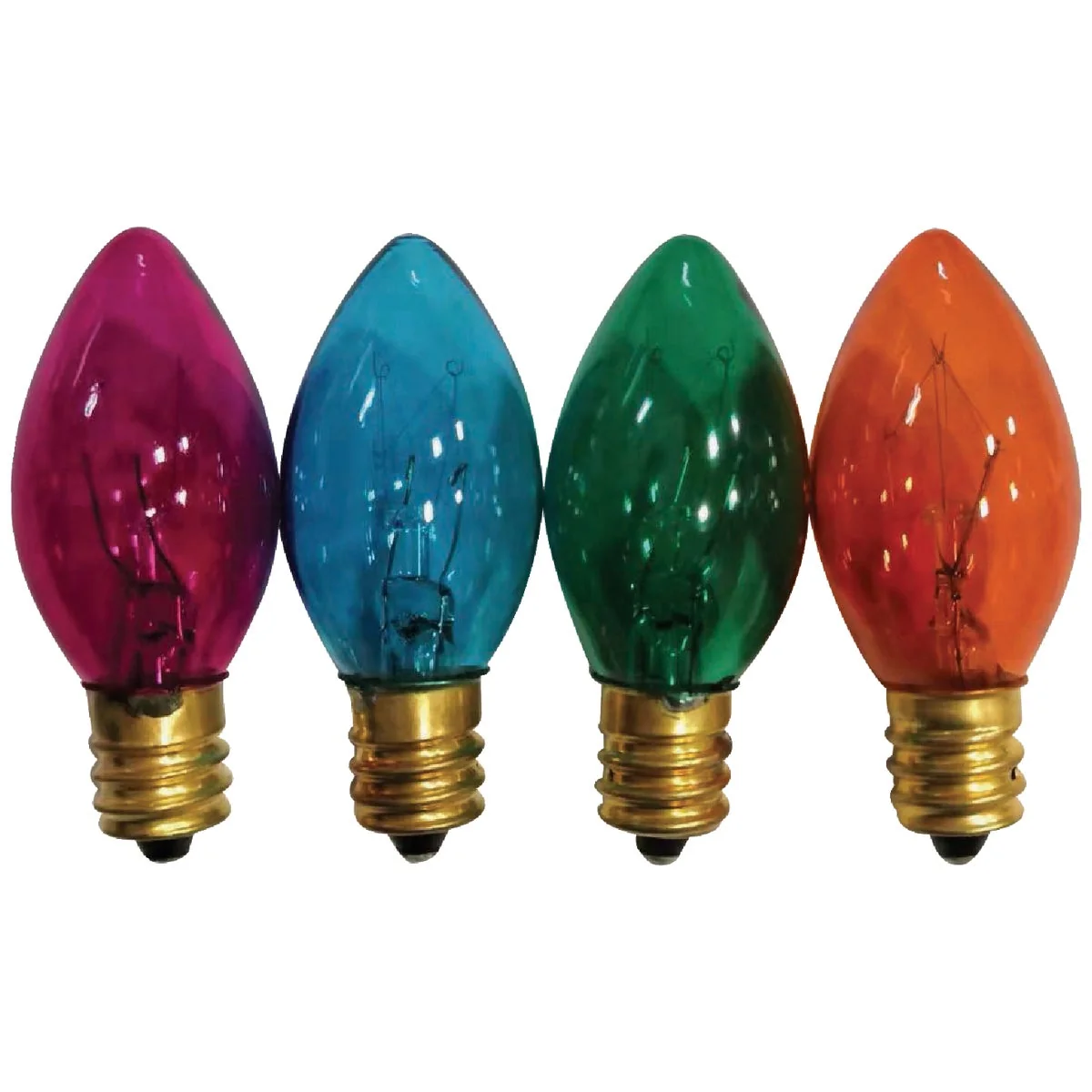 Green C7 Multi-Color Transparent 120V Light Bulb 4-Pack Professional