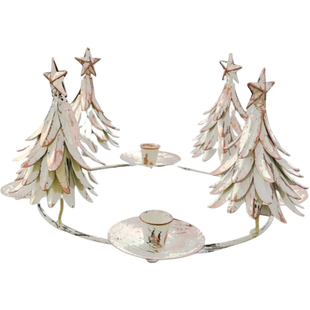 Excellent Metal Christmas Tree Candle Taper Holder Silver First-Class