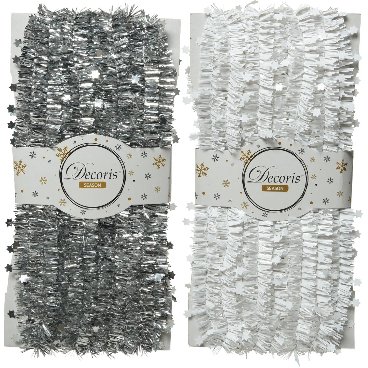 Unique Decoris 10 Ft. Gray White Tinsel Garland High-Quality
