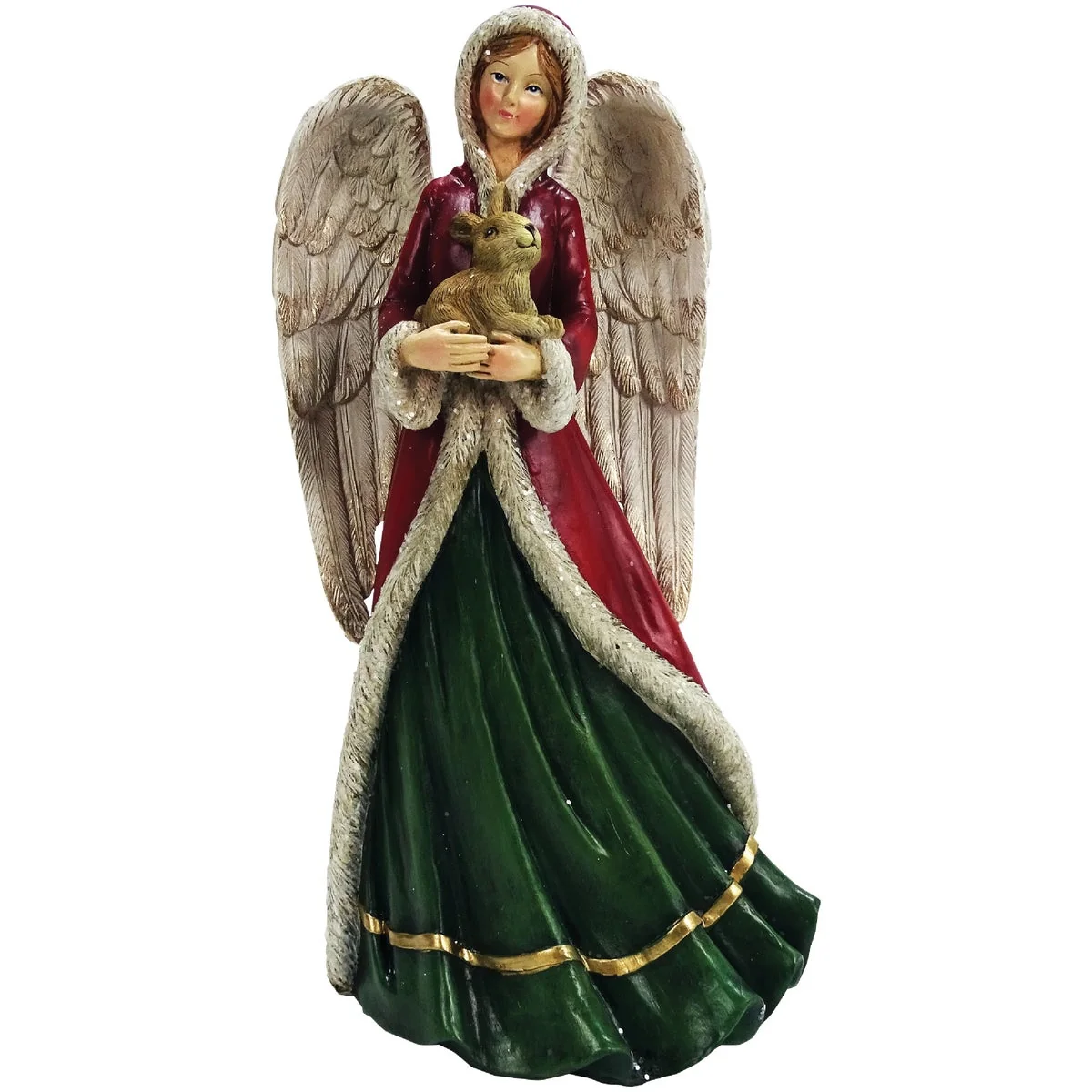 Sophisticated Alpine 10 In. Polystone Garden Angel Statue with Rabbit Consistent