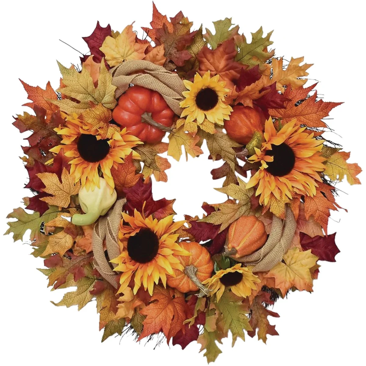 Official Prairie Sunflowers 24 In. Artificial Harvest Wreath Healthy