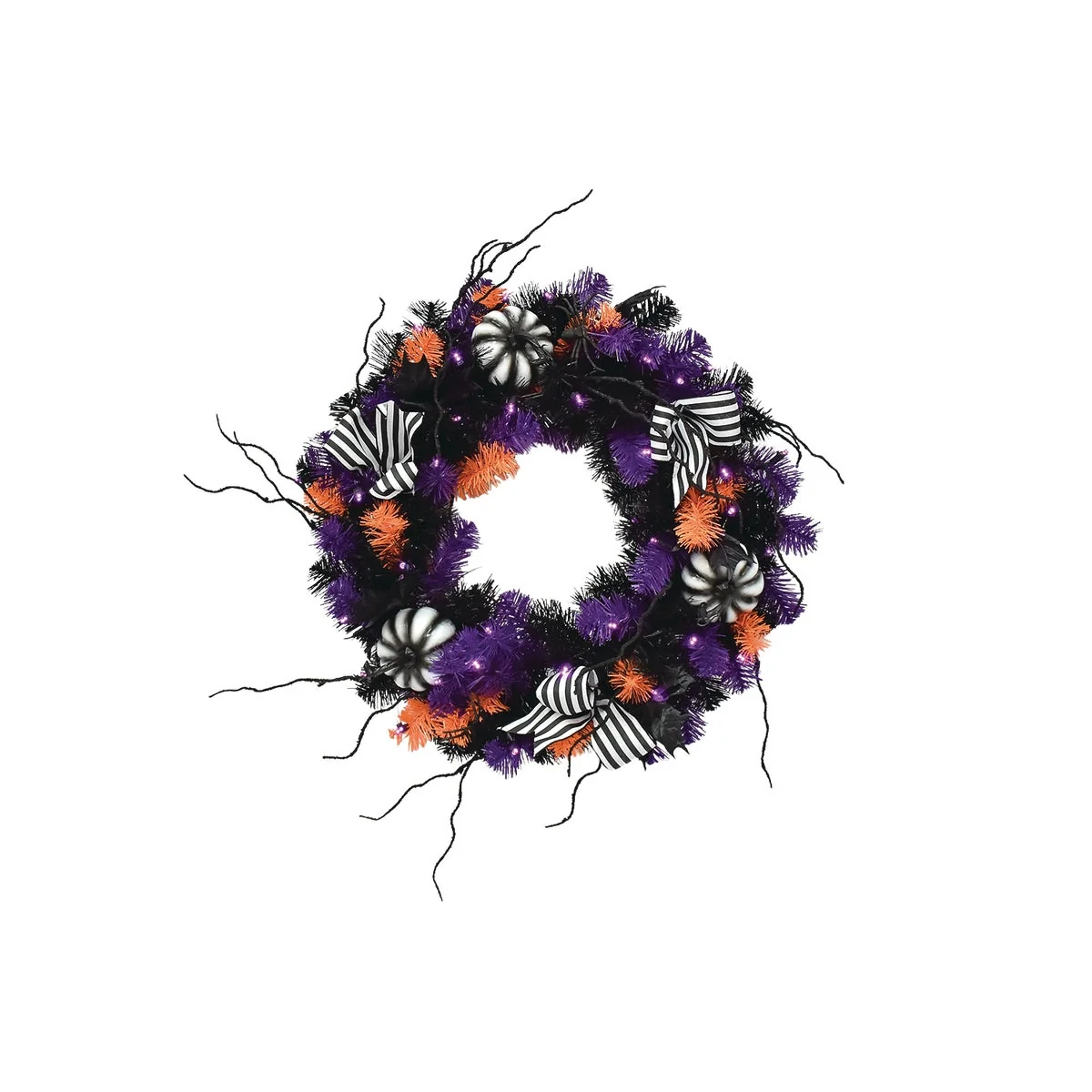 Pure Tabitha 24 In. 25-Bulb Purple LED Prelit Wreath Natural