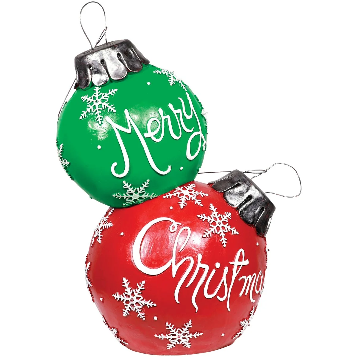 Consistent Alpine 48 In. Red Green Merry Christmas Stacked Ornaments With LED Lights Artisan