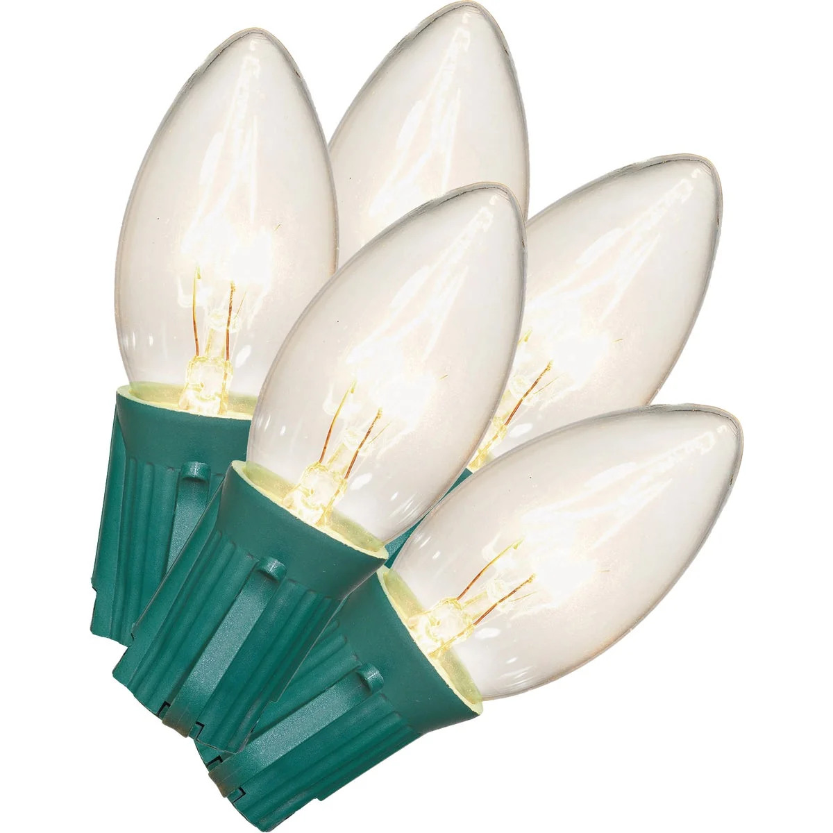 Premium Material Clear 25-Bulb C9 String Light Set with Green Wire Original