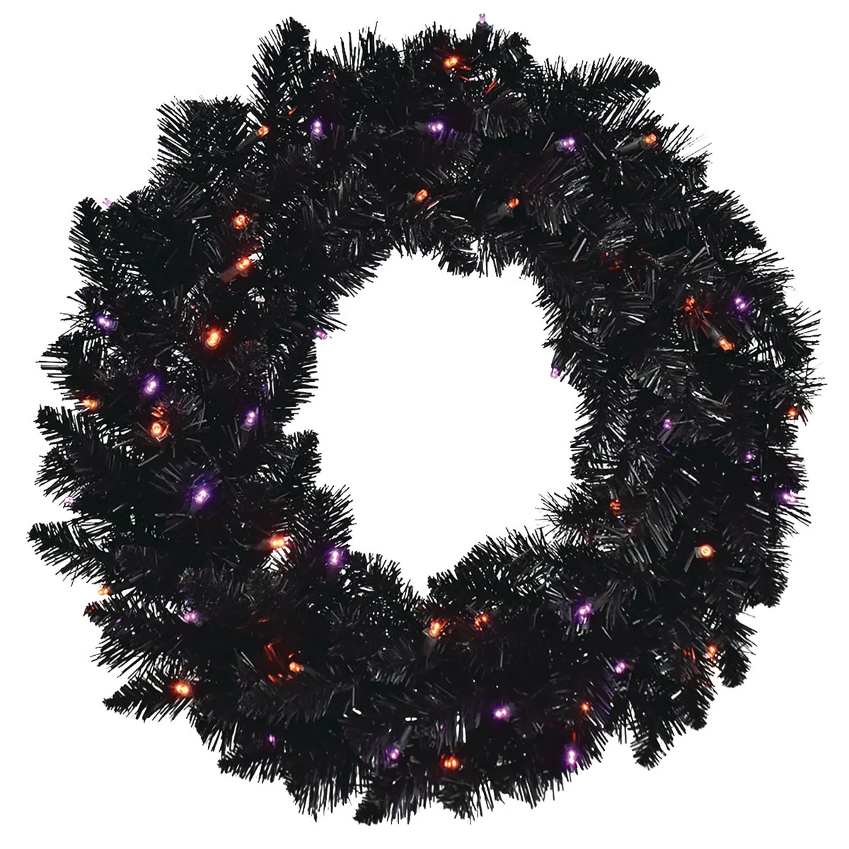 Solid Villisca 24 In. 50-Bulb Orange Purple LED Prelit Wreath Refined