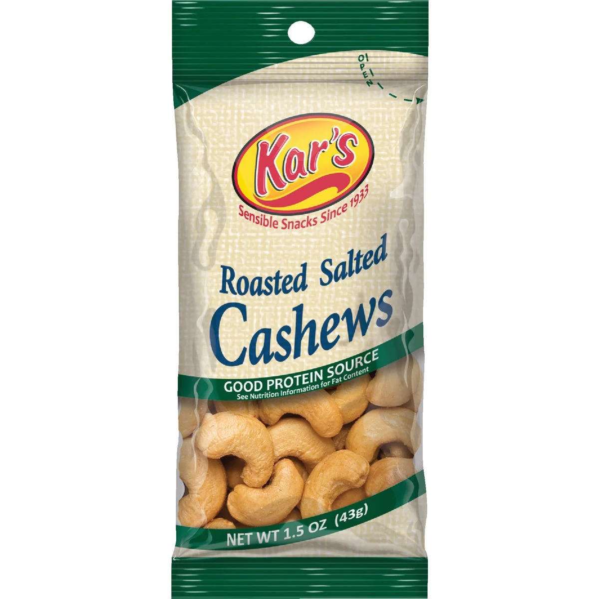 Flexible Kar’s 1.5 Oz. Salted Cashew Nuts Refined