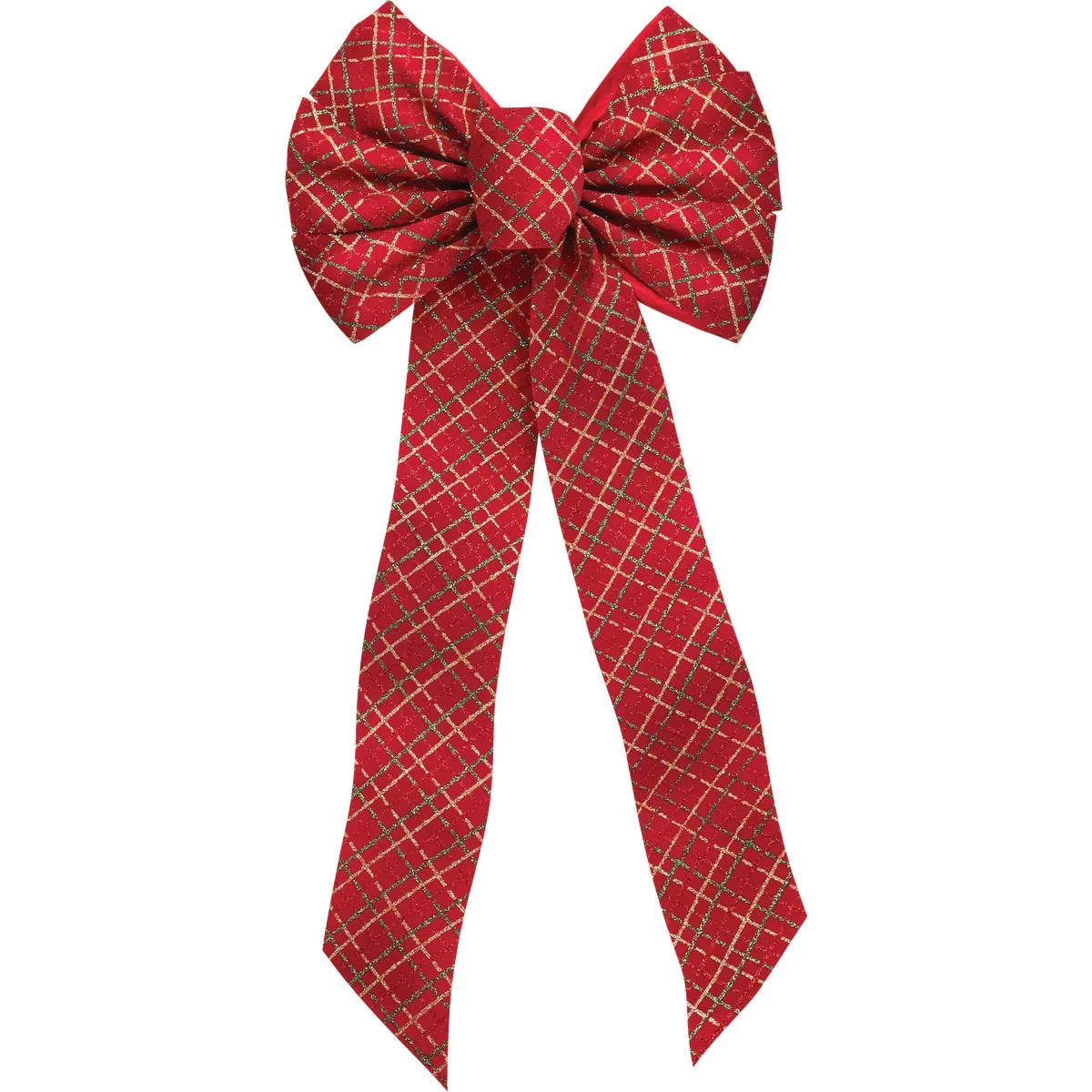 Versatile Holiday Trims 7-Loop 10 In. W. x 22 In. L. Red Green Gold Velvet Christmas Bow Recyclable