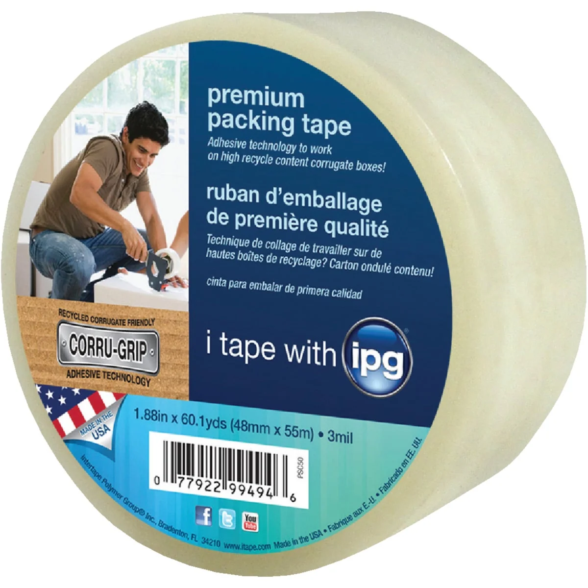 Exceptional IPG 1.88 In. X 60.1 Yd. Premium Clear Packing Tape Smooth