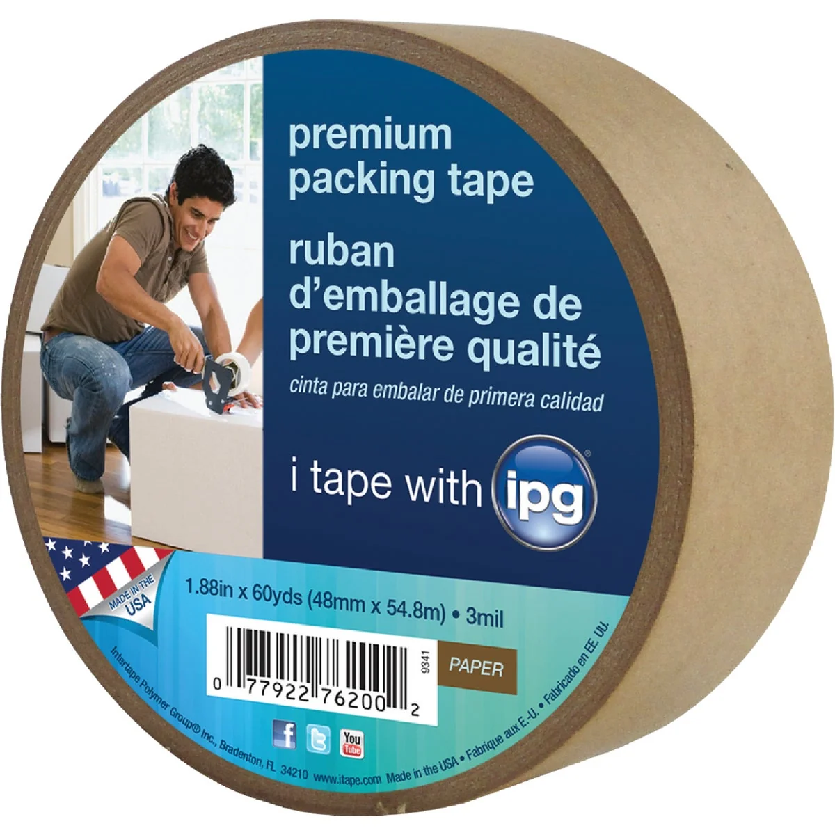 Consistent IPG 1.88 In. X 60 Yd. Kraft Sealing Tape Clean