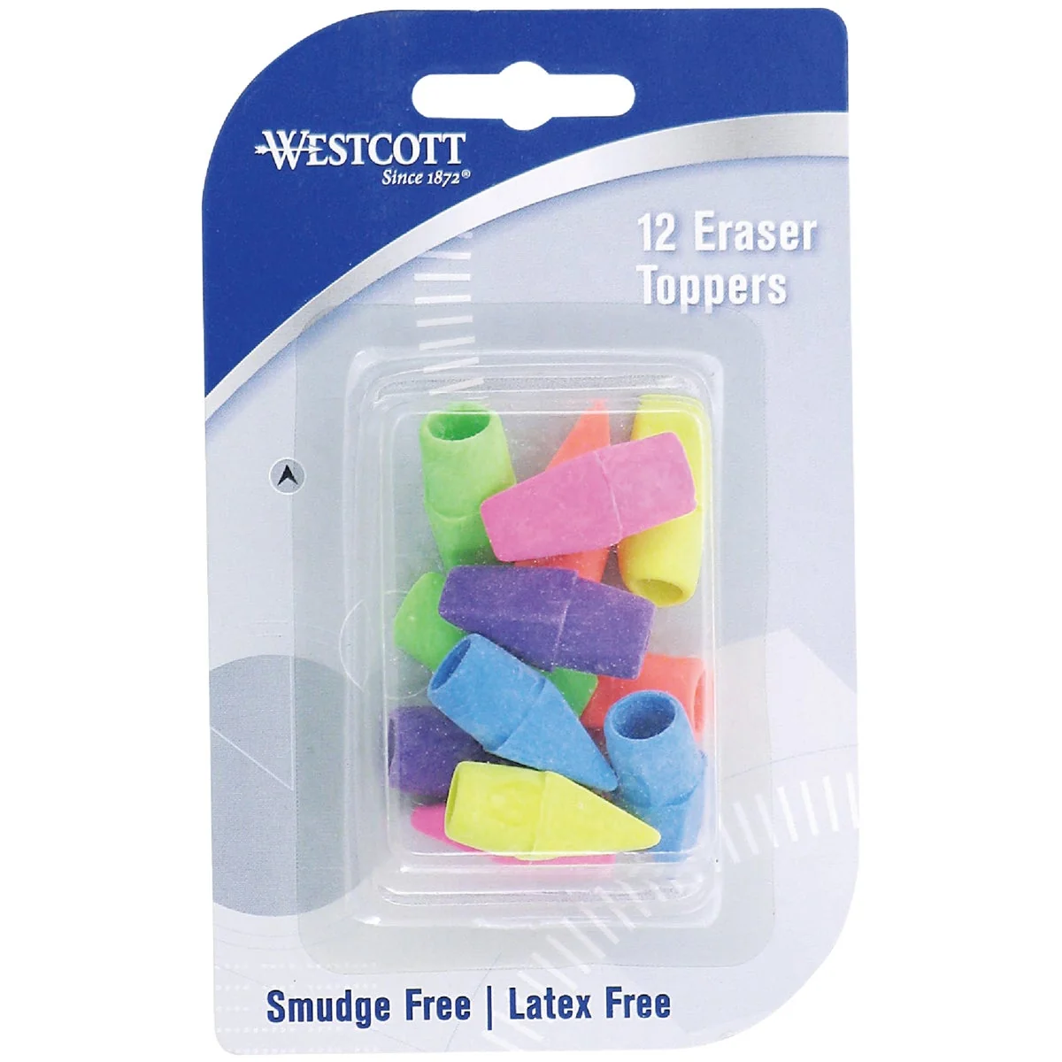 Long-Lasting Westcott Cap Pencil Eraser 12-Pack Soft