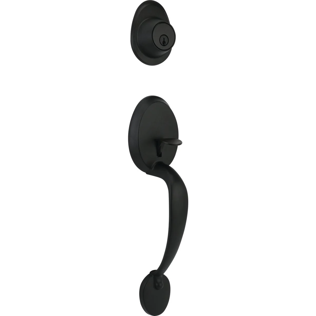 Quality Steel Pro Matte Black Entry Door Handleset with Half Round Interior Knob Genuine