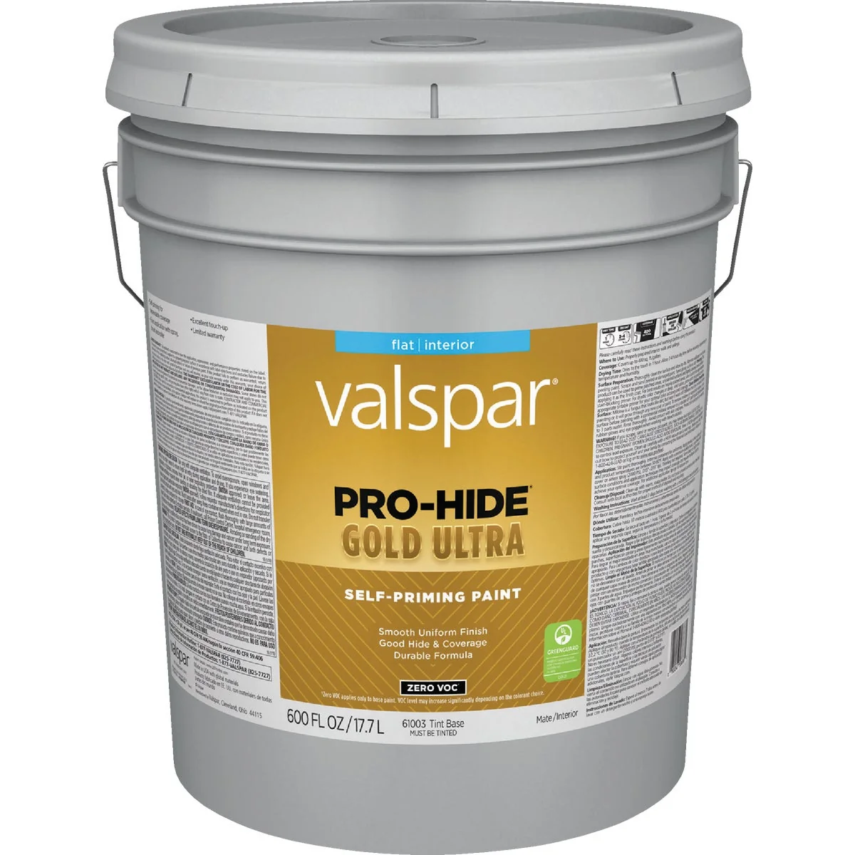 User-Friendly Valspar Pro-Hide Gold Ultra Zero VOC Flat Interior Wall Paint Tint Base 5 Gal. Prestigious