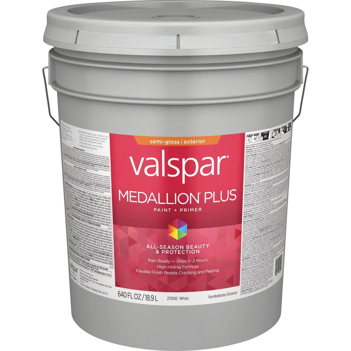 Genuine Valspar Medallion Plus Premium Paint Primer Semi-Gloss Exterior Paint White 5 Gal. Reliable