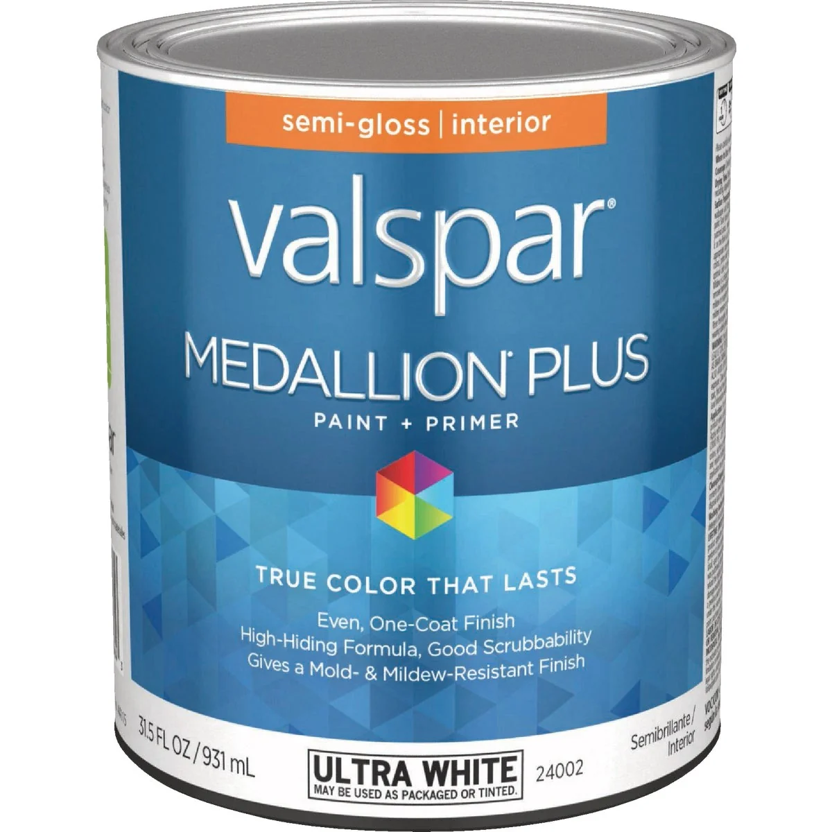 Classic Valspar Medallion Plus Premium Paint Primer Semi-Gloss Interior Paint Ultra White 1 Qt. First-Class
