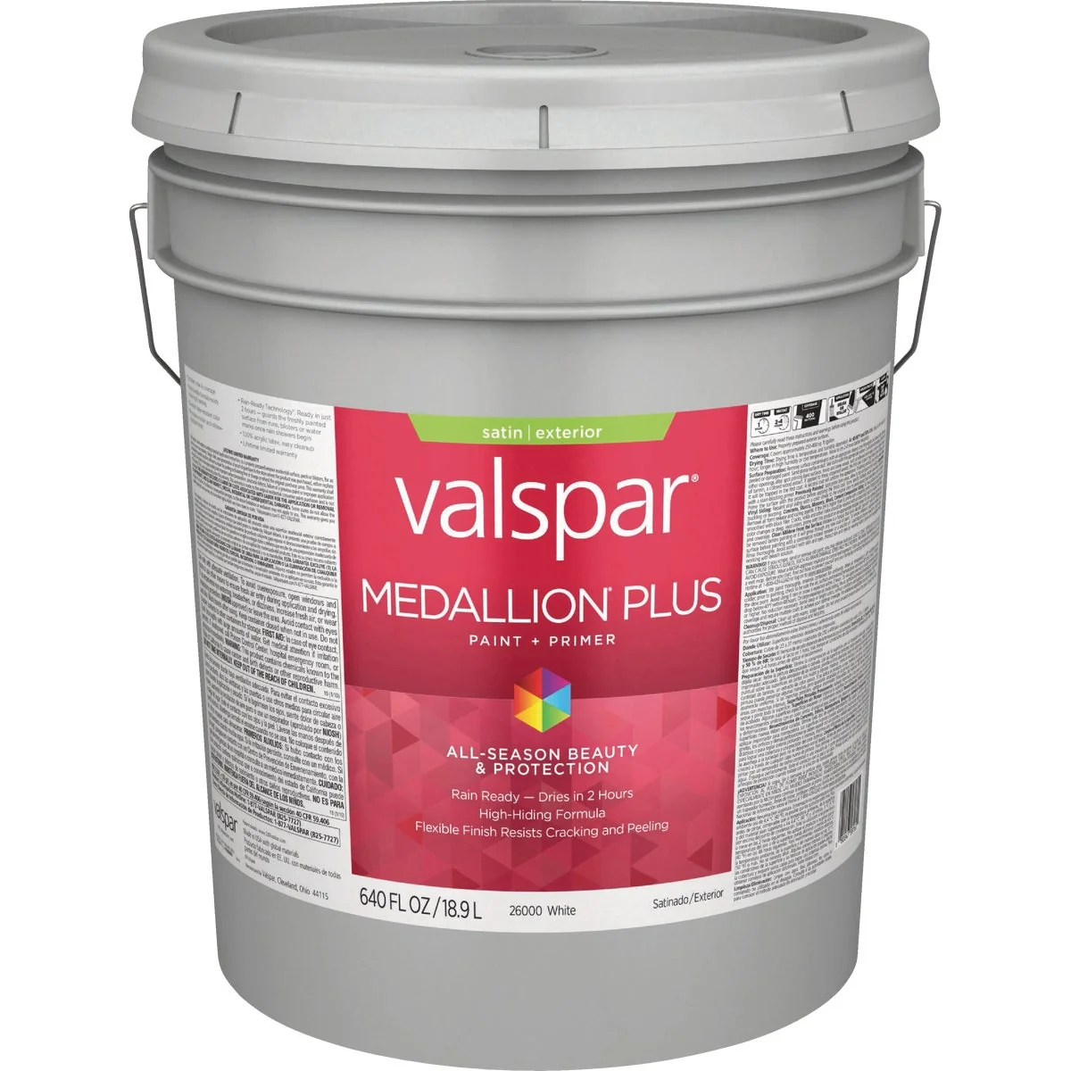 Smart Valspar Medallion Plus Premium Paint Primer Satin Exterior Paint White 5 Gal. Top-Quality