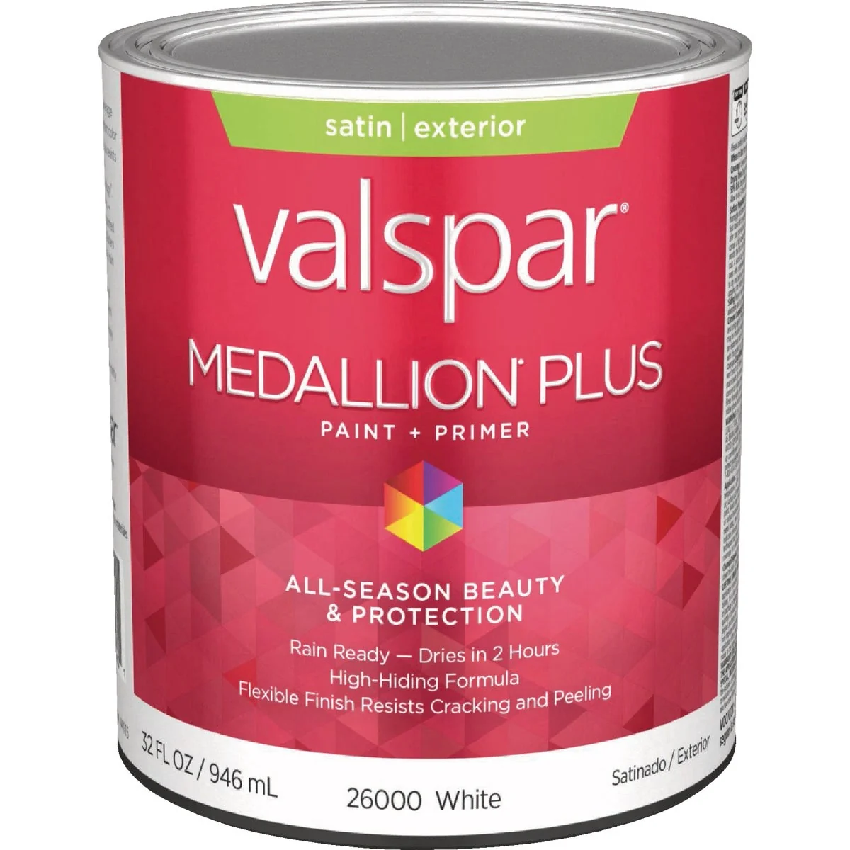 Artisan Valspar Medallion Plus Premium Paint Primer Satin Exterior Paint White 1 Qt. Enhanced