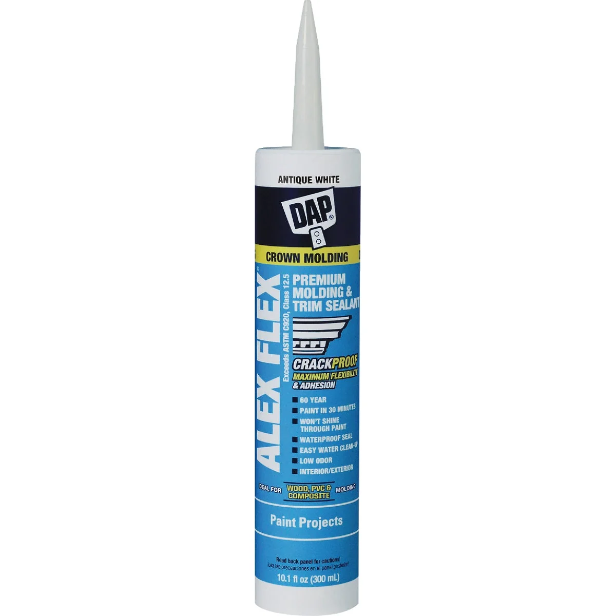 Original Dap Alex Flex 10.1 Oz. Premium Molding Trim Acrylic Latex Siliconized Sealant Antique White Lightweight