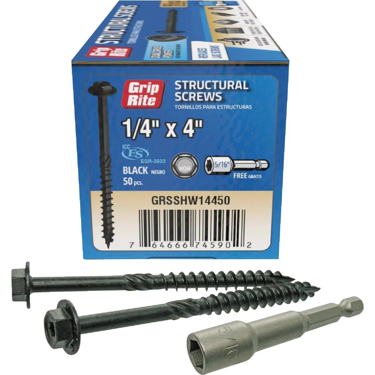 Official Grip-Rite PrimeGuard Plus 1 4 In. x 4 In. Hex Washer Head Structural Screw 50-Count User-Friendly
