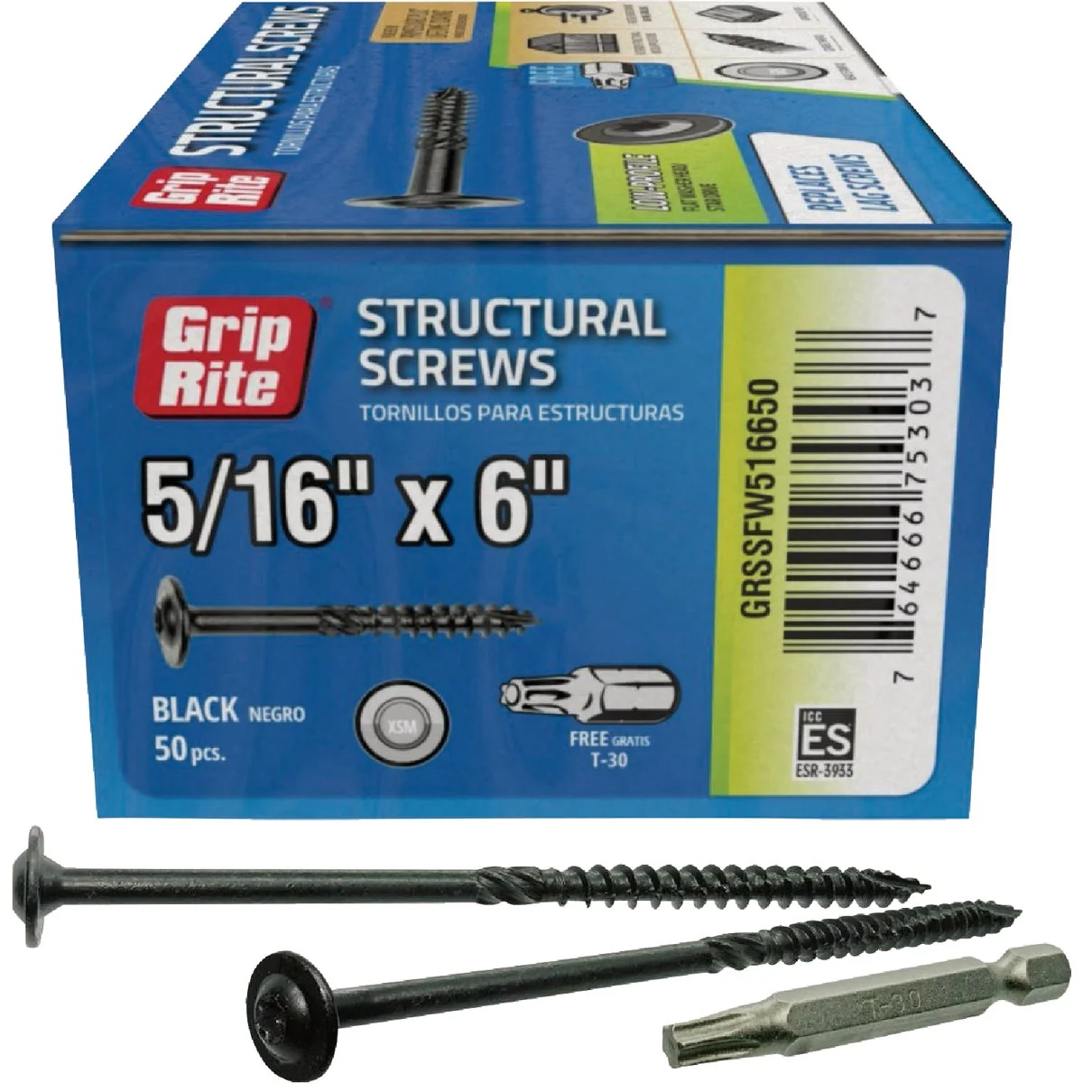 Genuine Grip-Rite PrimeGuard Plus 5 16 In. x 6 In. Flat Washer Head Structure Screw 50-Count World-Class