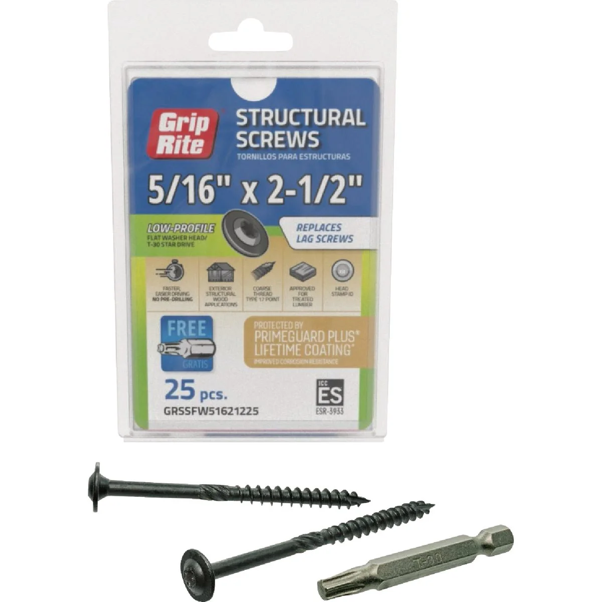 High-Quality Grip-Rite PrimeGuard Plus 5 16 In. x 2.5 In. Flat Washer Head Structure Screw 25-Count Consistent