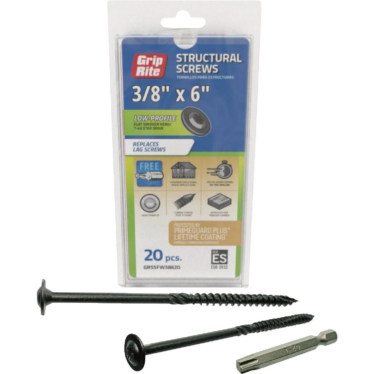 Advanced Grip-Rite PrimeGuard Plus 3 8 In. x 6 In. Flat Washer Head Structure Screw 20-Count Proven
