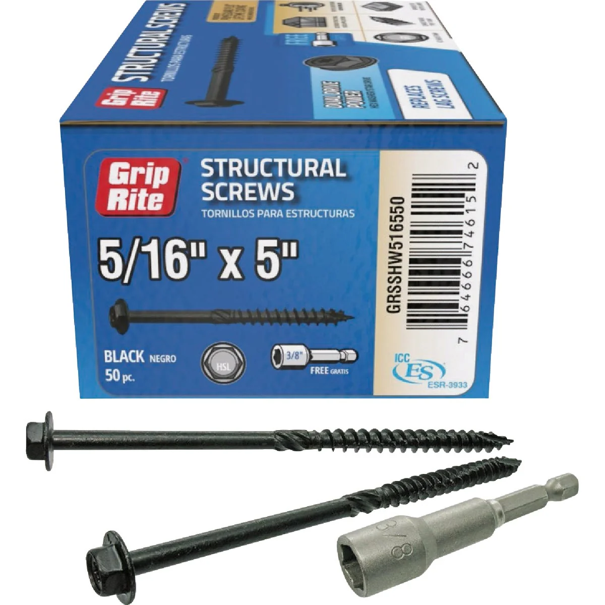Casual Grip-Rite PrimeGuard Plus 5 16 In. x 5 In. Hex Washer Head Structural Screw 50-Count Artisan
