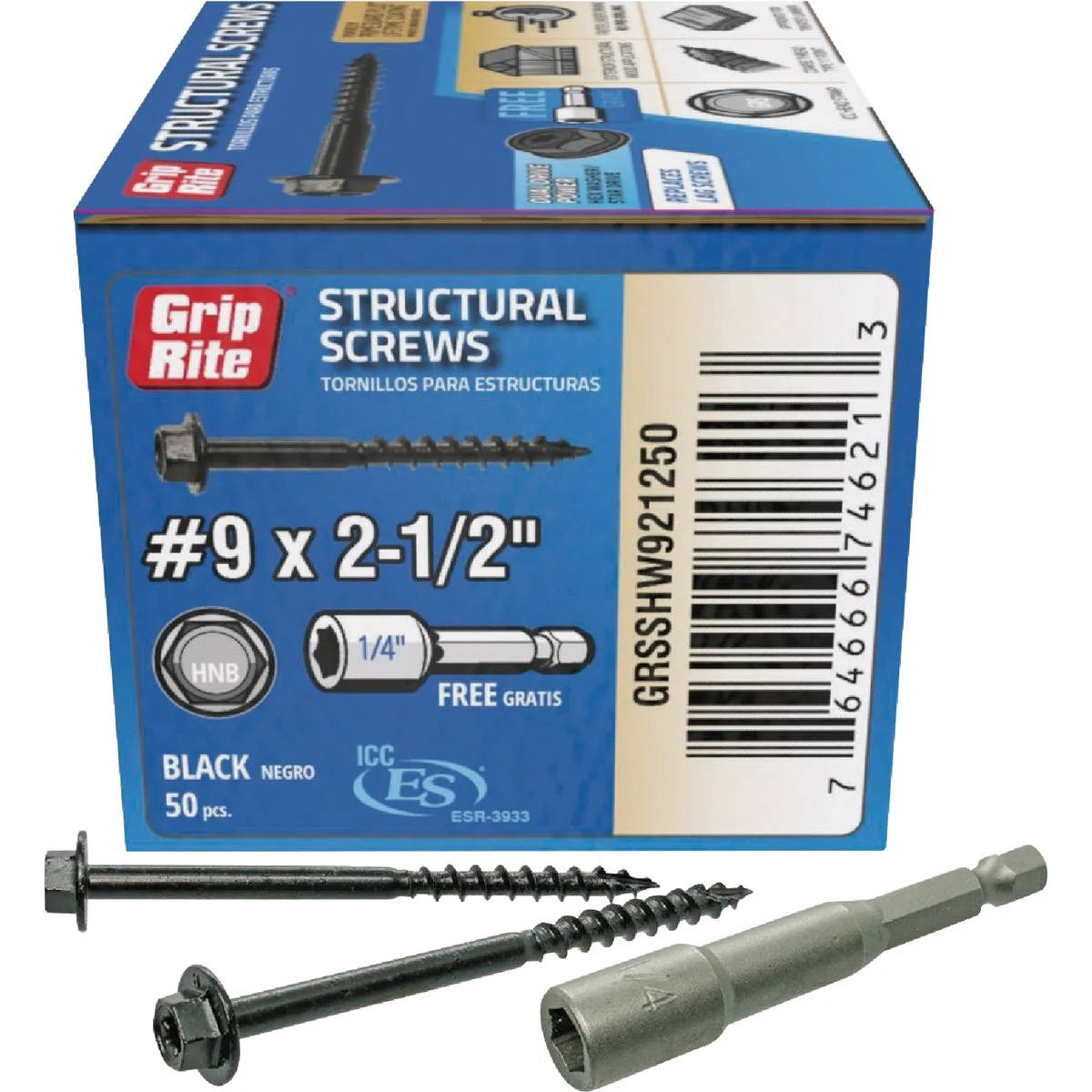 Lightweight Grip-Rite PrimeGuard Plus 9 x 2.5 In. Hex Washer Head Structural Screw 50-Count Superior