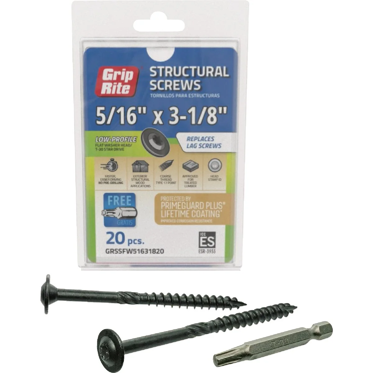 Selected Grip-Rite PrimeGuard Plus 5 16 In. x 3-1 8 In. Flat Washer Head Structure Screw 20-Count Sustainable