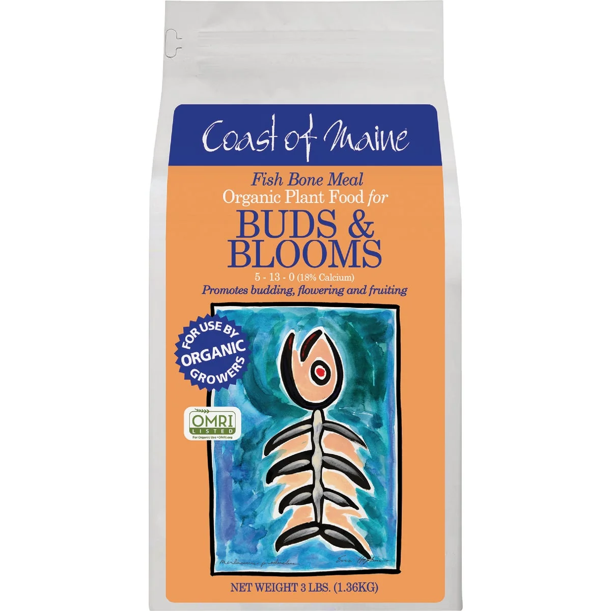 Original Coast of Maine Buds Blooms 3 Lb. Fish Bone Meal Soil Conditioner Quality