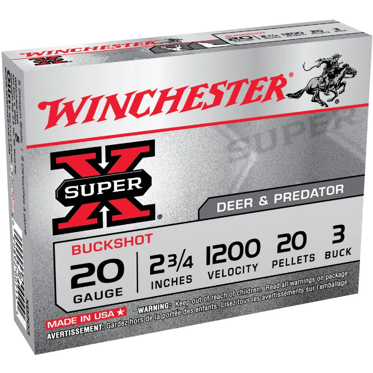 Responsible Winchester Super X 20 ga 2-3 4 In. 3 Buck 20 Pellets Buckshot Ammunition User-Friendly