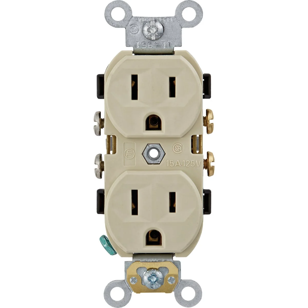 Elite Leviton 15A Ivory Commercial Grade 5-15R Combination Side Back Wire Duplex Outlet Powerful