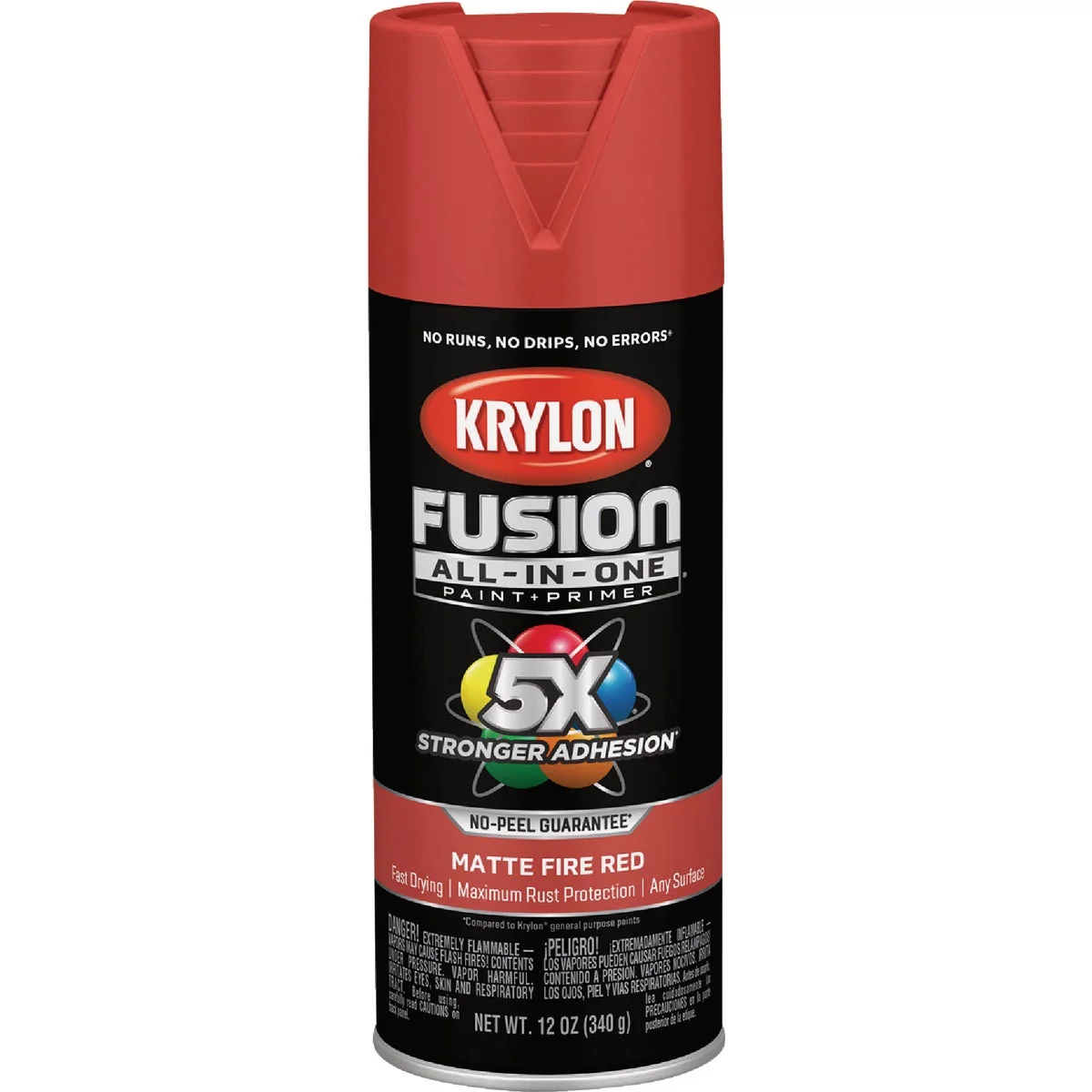 Eco-Friendly Krylon Fusion All-In-One 12 Oz. Matte Spray Paint Fire Red Minimalist
