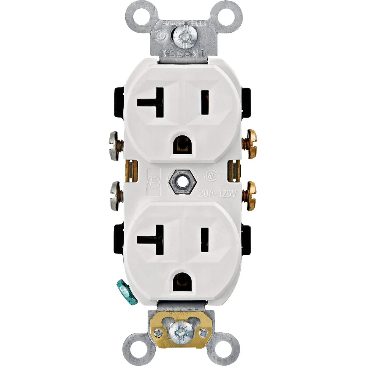 Top-Quality Leviton 20A White Commercial Grade 5-20R Combination Side Back Wire Duplex Outlet High-End