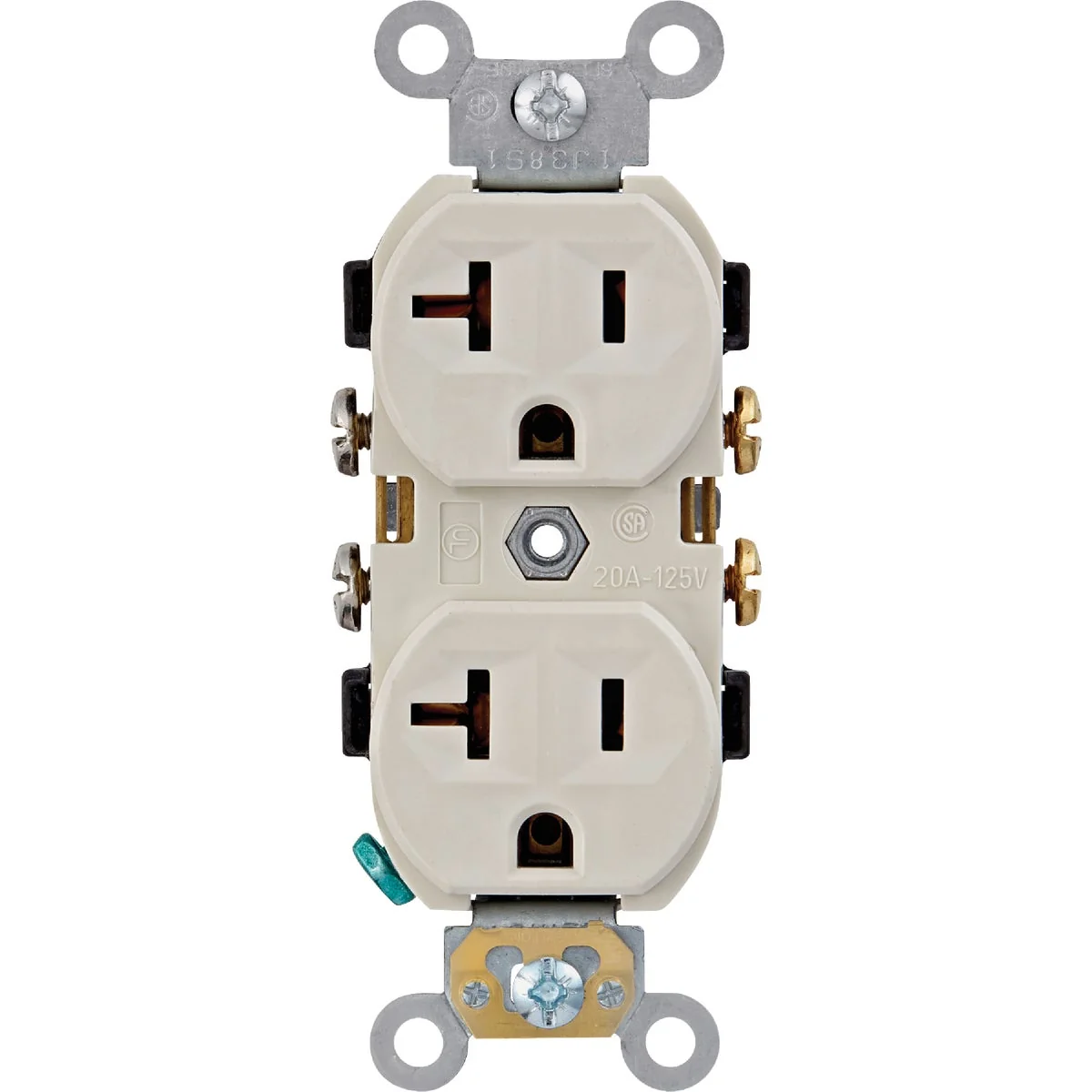 Minimalist Leviton 20A Light Almond Commercial Grade 5-20R Combination Side Back Wire Duplex Outlet Functional