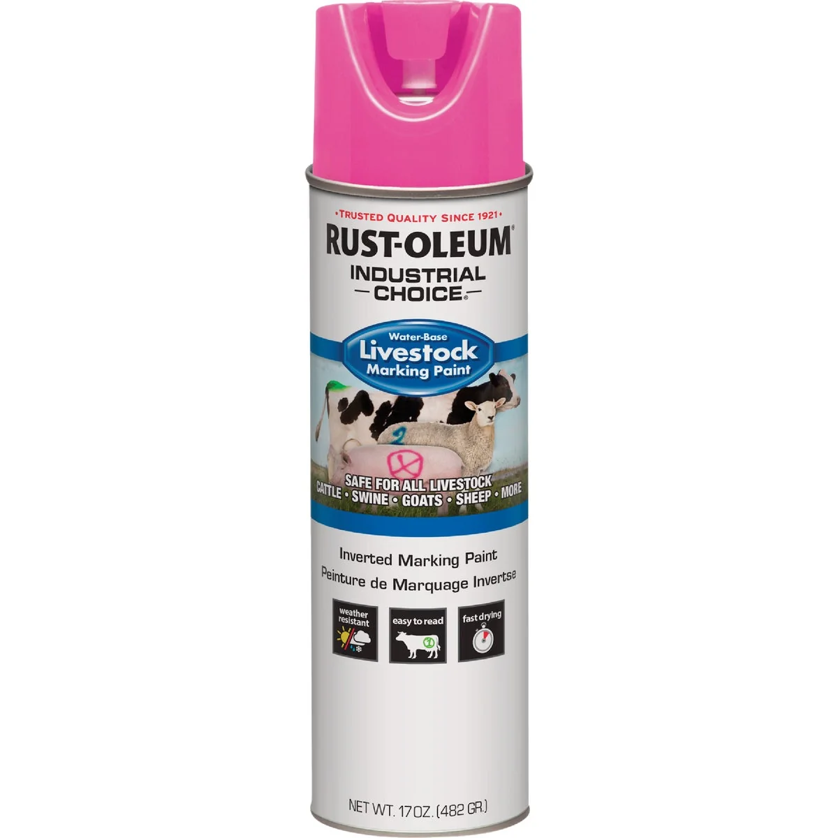 Flexible Rust-Oleum Industrial Choice 17 Oz. Fluorescent Pink Livestock Marking Paint Smart